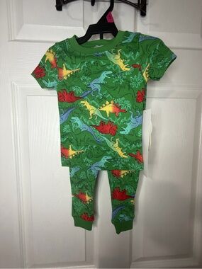 wonder nation Green Dinosaur Pajama Set with Red Yellow Blue Accents